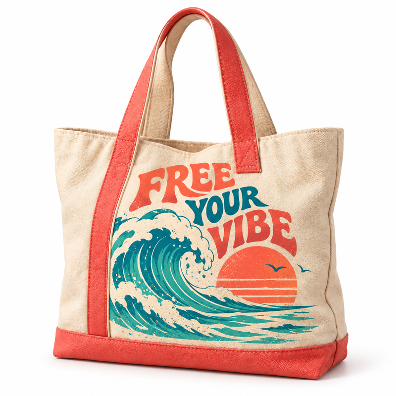 Free Your Vibe Sunset Surf Tote
